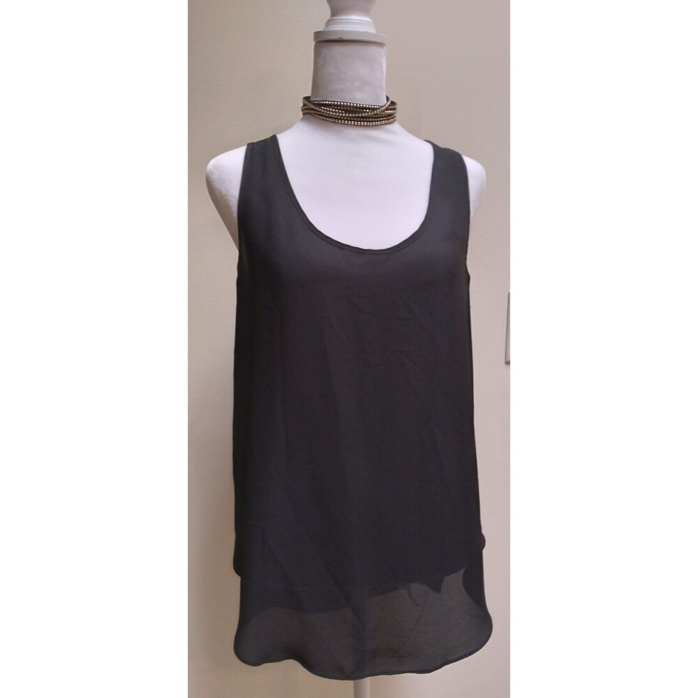 Black Layer Chiffon Tank Top Women's Size XS
